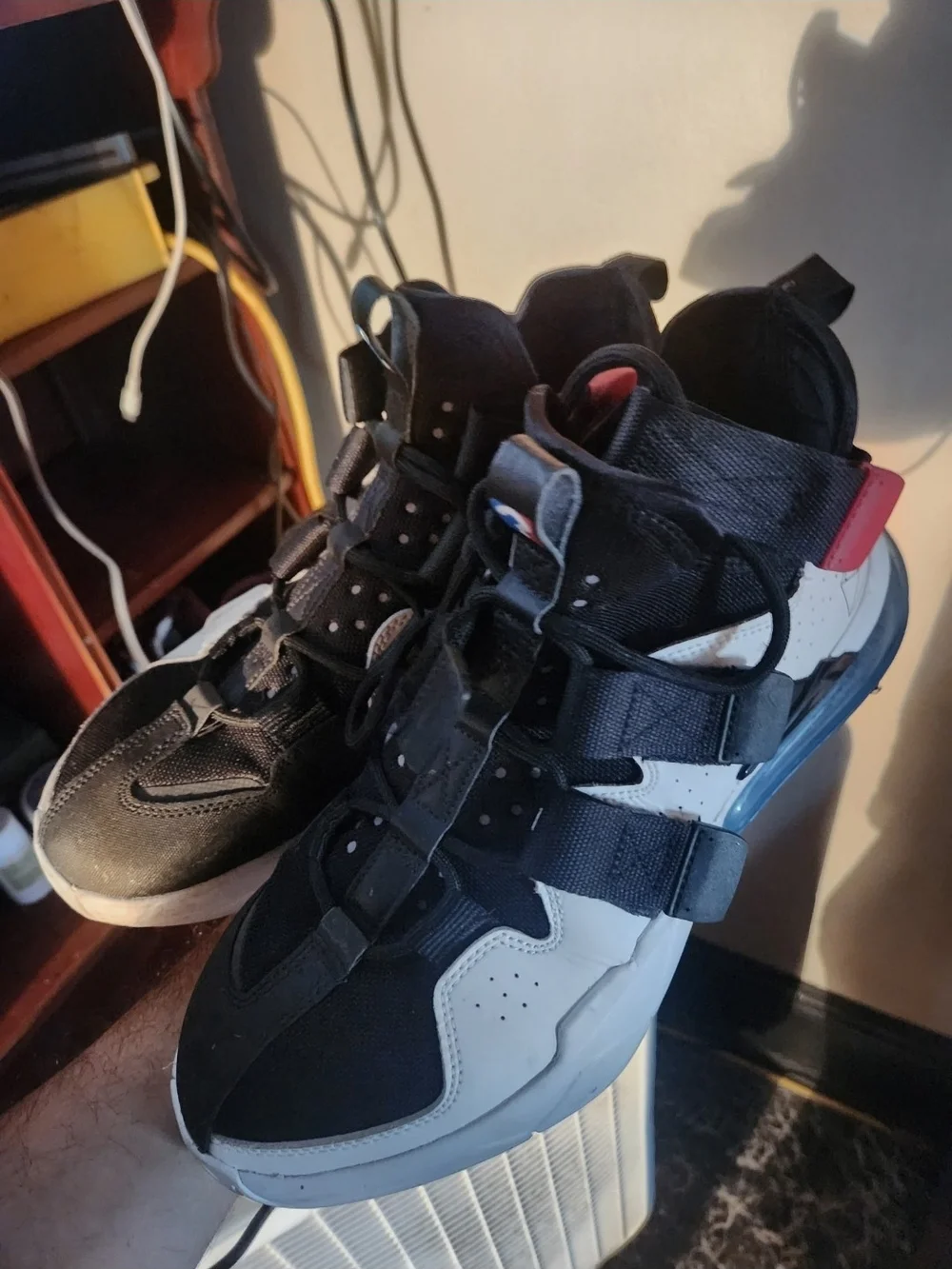 High-Top Sneakers in Black, White & Blue